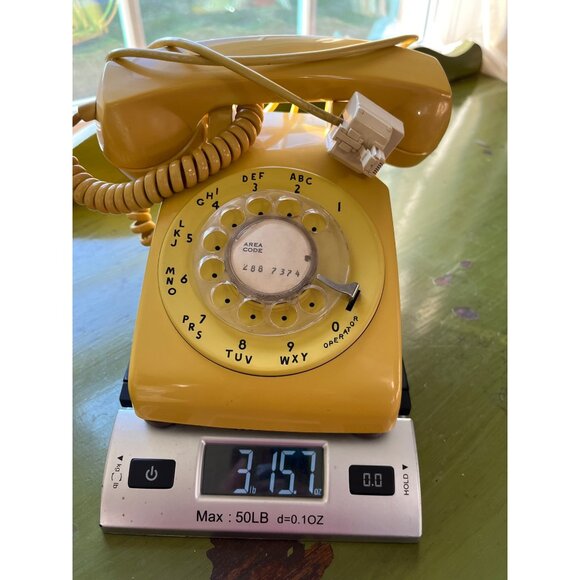 Vtg Western Electric Bell Telephone Yellow Retro Rotary Phone Working Appliances - Picture 8 of 10